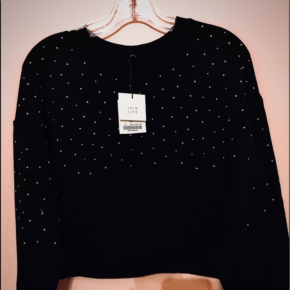 Zara(Join Life) Black, Silver Beaded Sweater